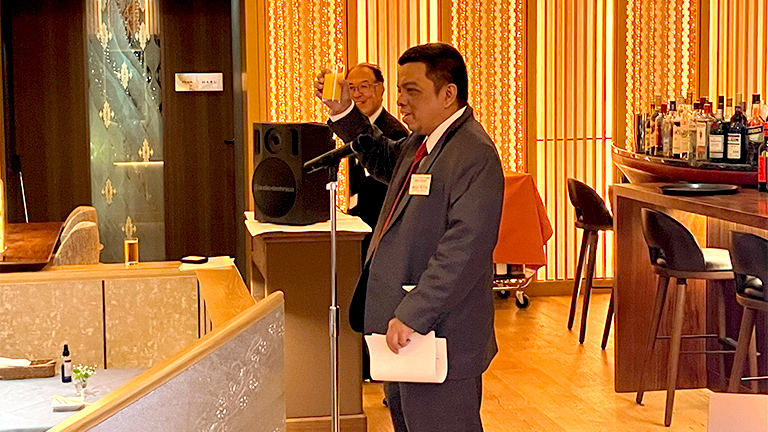 Toast by Prof. Amzul, Head of Education & Culture Section, Embassy of the Republic of Indonesia in Japan.